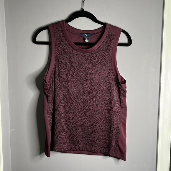 Gap Burgundy Sleeveless Lace Top Size Small - Picture 5 of 5